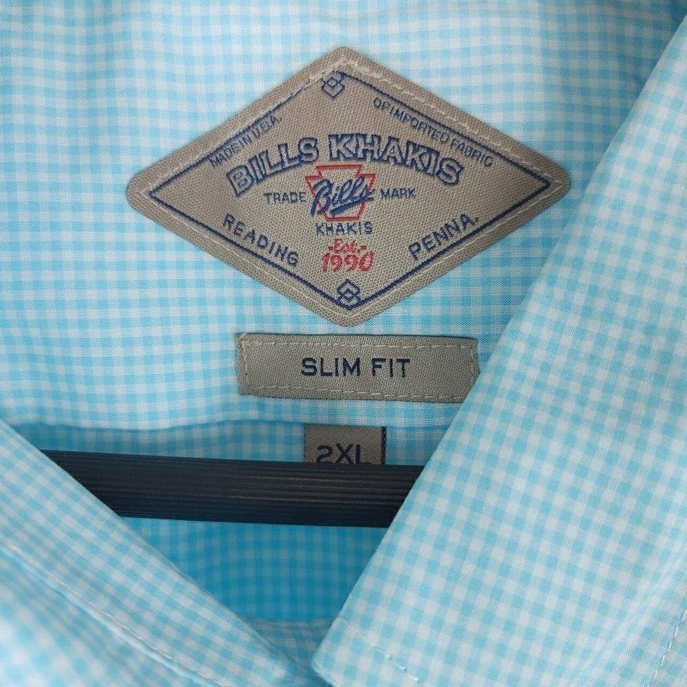 Bills Khakis Game day Gingham Aqua Slim Fit Button - Picture 7 of 7